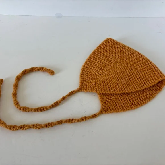 Vintage handmade knit hat/ear warmer hat with ties, Lot of 2 - Picture 3 of 15